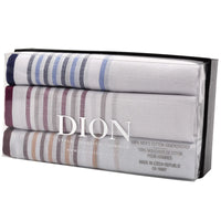 DION 3-PACK COTTON HANKIES - MULTI-FINE BAR STRIPE