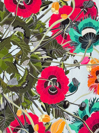 FRANCO FERRARI DOUBLE SIDED SQUARE SILK SCARF - POPPIES