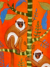 CALABRESE 1924 LINEN & SILK SCARF - ORANGE SPIDER MONKEYS
