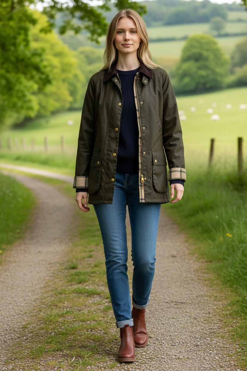 20AW バブアー Barbour BEADNELL WAX JACKET BARBOUR BEADNELL WOMEN'S WAXED JACKET - OLIVE – Button Down SF