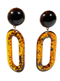 FRANCINE BRAMLI PARIS - OVAL CLIP EARRING - BLACK/ORANGE