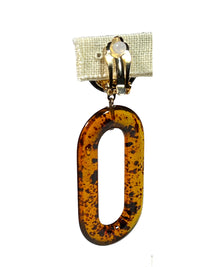 FRANCINE BRAMLI PARIS - OVAL CLIP EARRING - BLACK/ORANGE
