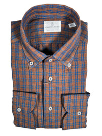EMANUEL BERG WASHED LUXE LINEN MEN'S SHIRT - RUST
