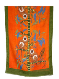 CALABRESE 1924 LINEN & SILK SCARF - ORANGE SPIDER MONKEYS