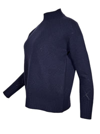 FLORA FEDI MERINO FUNNEL NECK SWEATER - NAVY