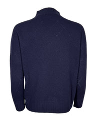 FLORA FEDI MERINO FUNNEL NECK SWEATER - NAVY