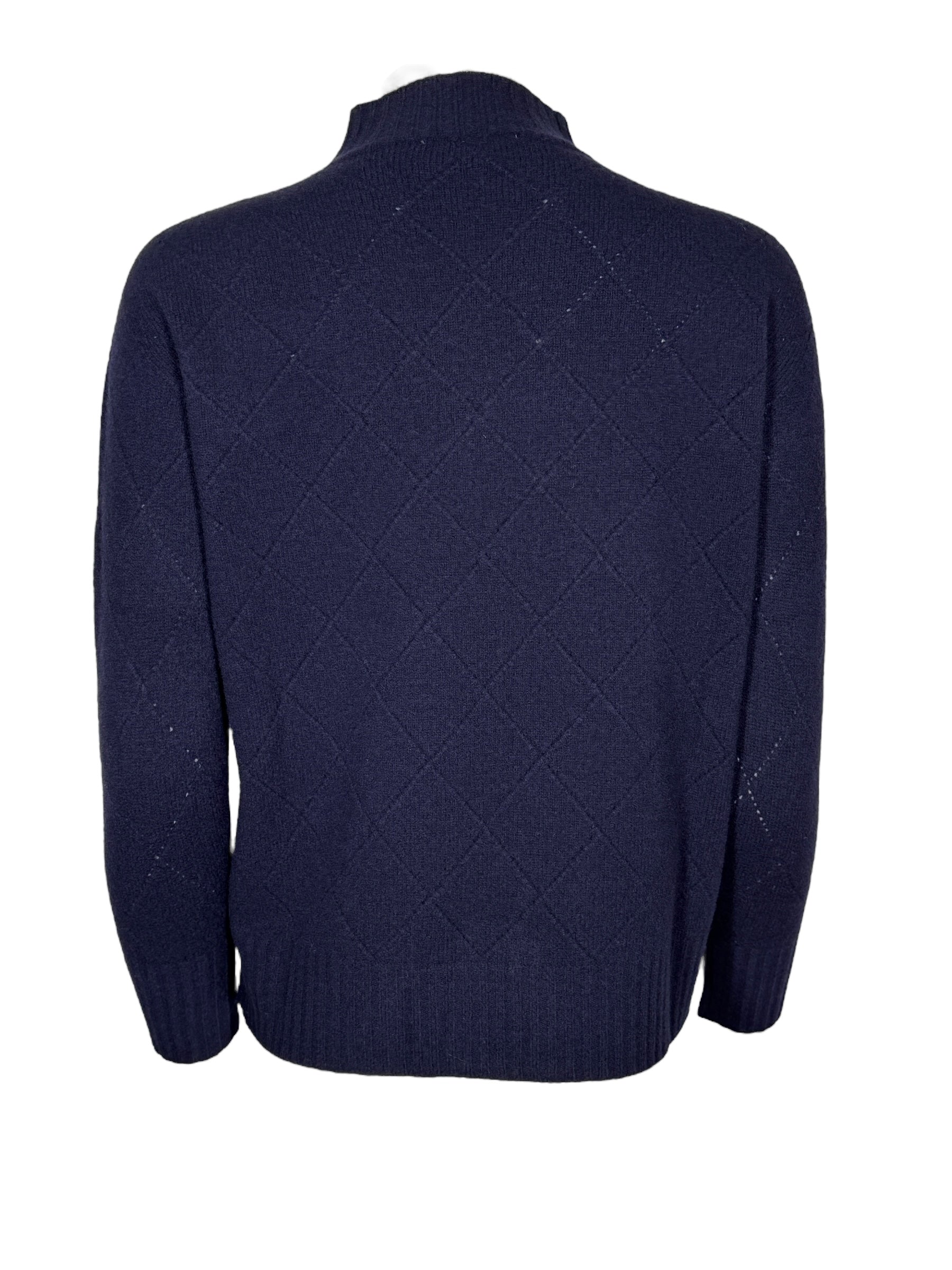 FLORA FEDI MERINO FUNNEL NECK SWEATER - NAVY