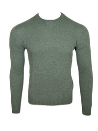 FRADI CASHMERE CREW TIPPED SWEATER - GREEN