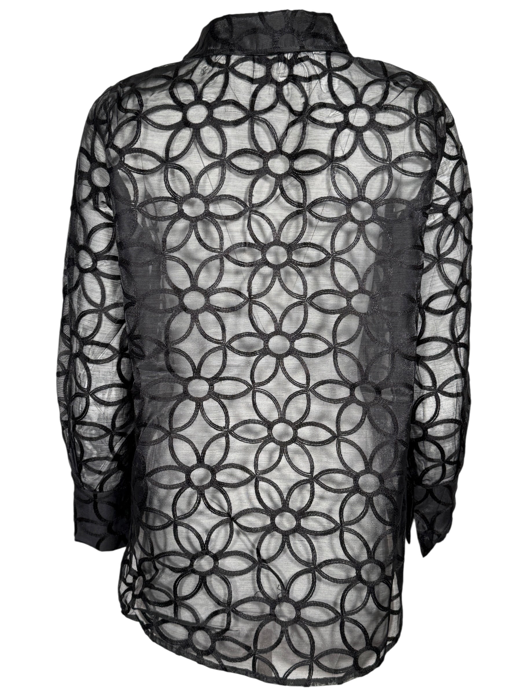 LEO & UGO EMBROIDERED FLOWERS BLOUSE - BLACK