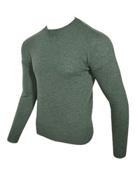 FRADI CASHMERE CREW TIPPED SWEATER - GREEN