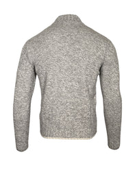 FRADI MELANGE KNIT FULL ZIP SWEATER - GREY MIX