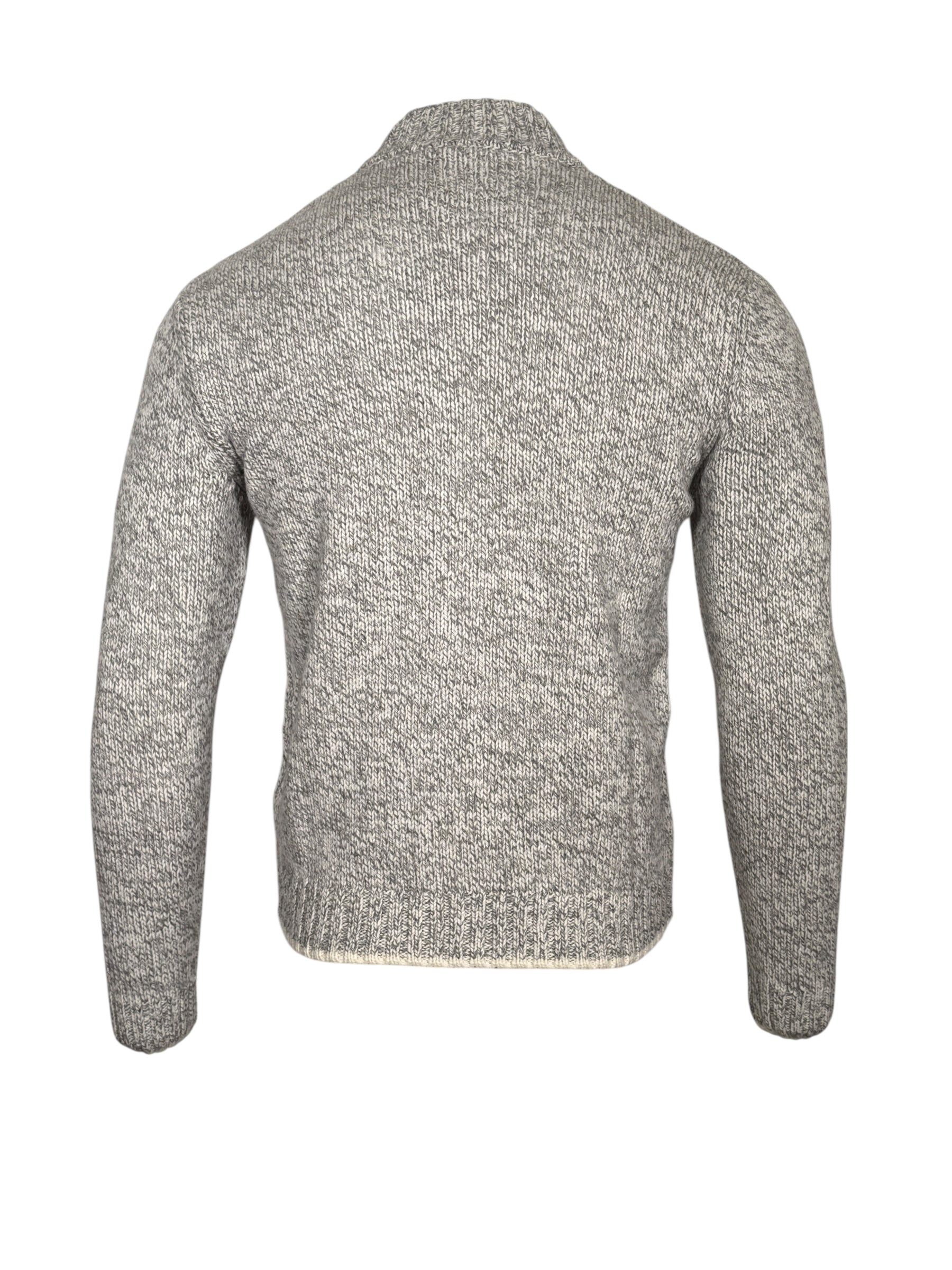 FRADI MELANGE KNIT FULL ZIP SWEATER - GREY MIX
