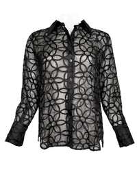 LEO & UGO EMBROIDERED FLOWERS BLOUSE - BLACK