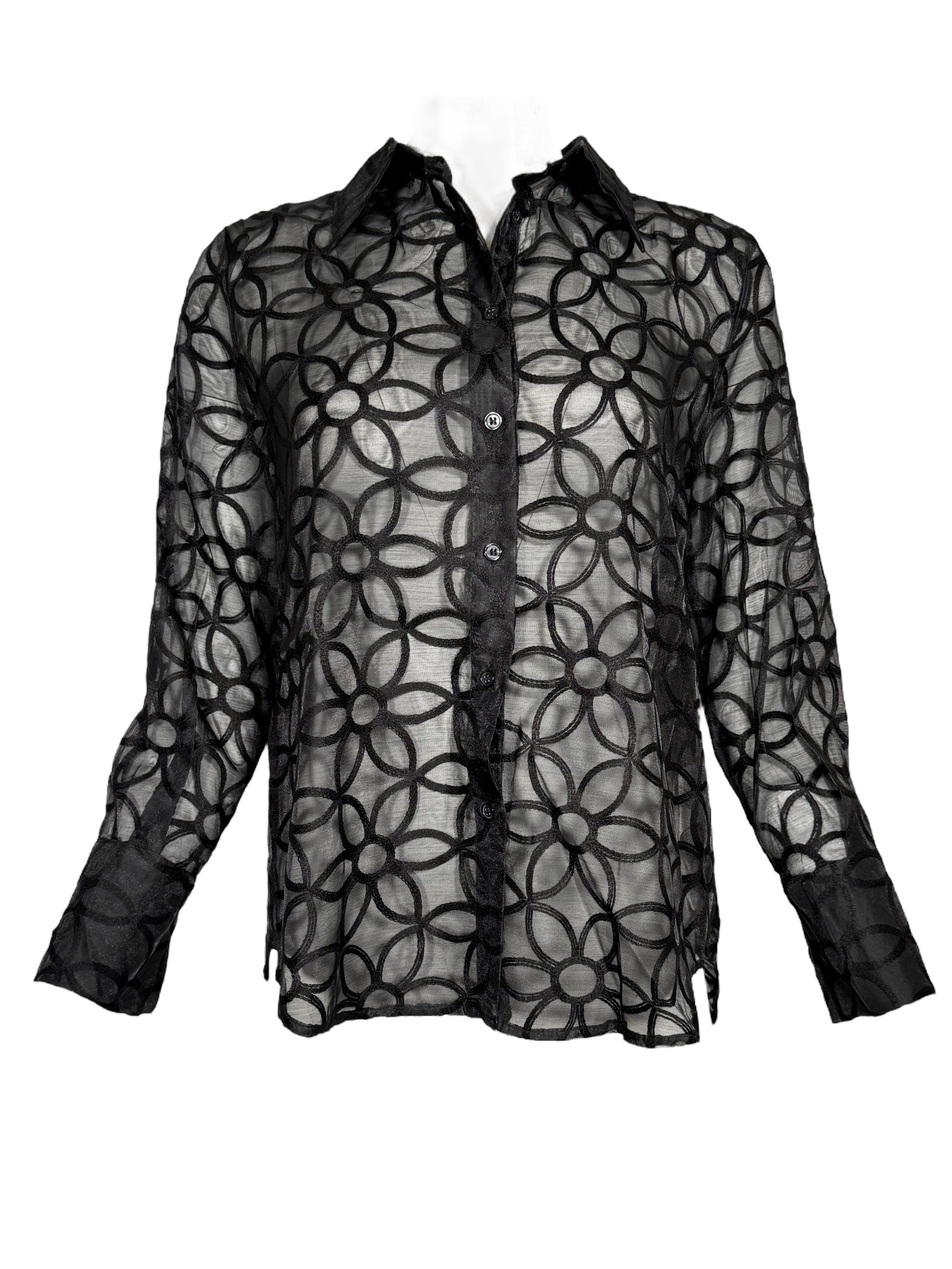 LEO & UGO EMBROIDERED FLOWERS BLOUSE - BLACK