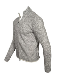 FRADI MELANGE KNIT FULL ZIP SWEATER - GREY MIX