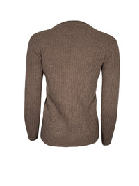 FLORA FEDI CASHMERE BLEND RIBBED CREW NECK SWEATER - CASTORO
