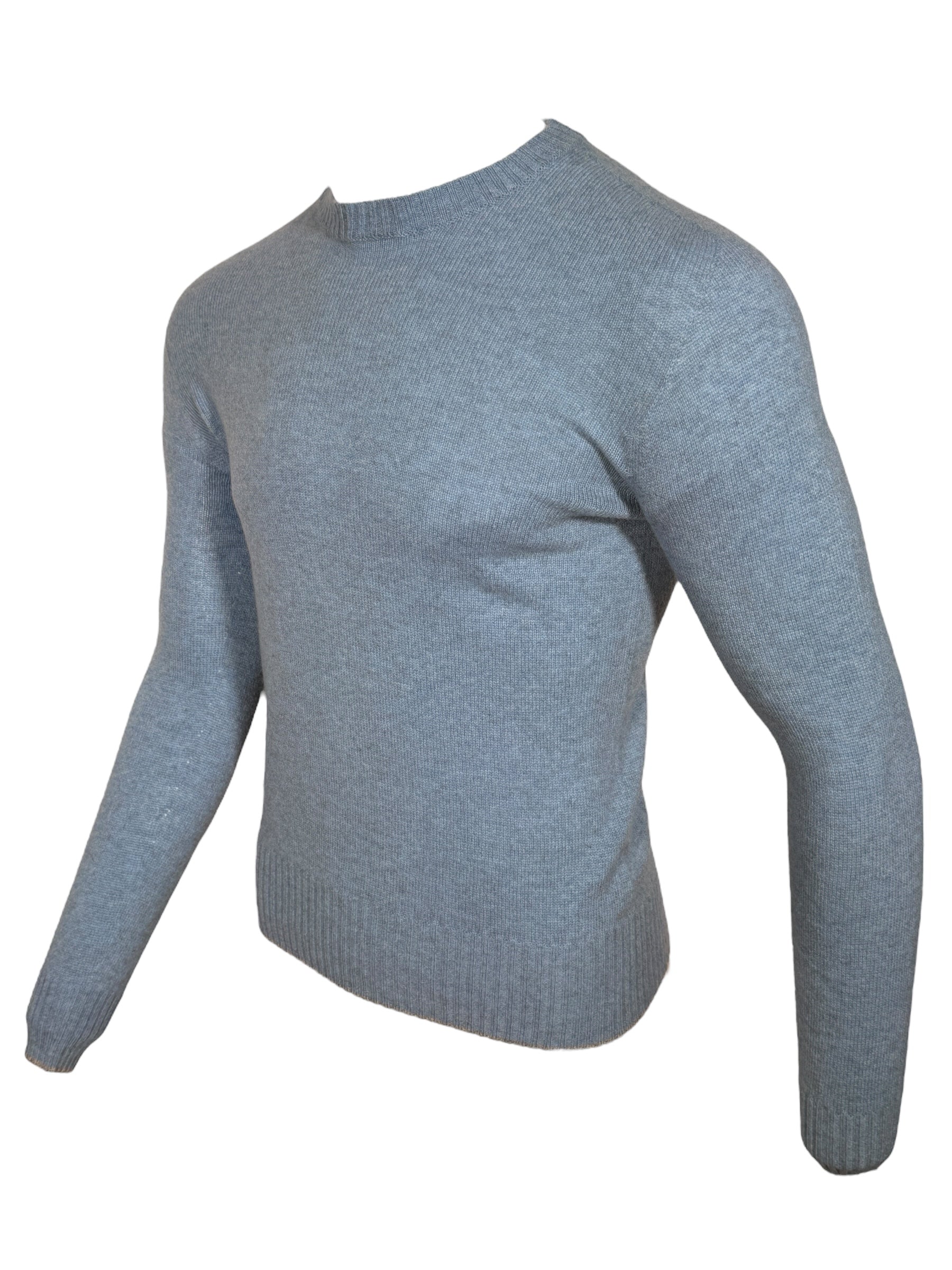 FRADI CASHMERE CREW TIPPED SWEATER - SKY