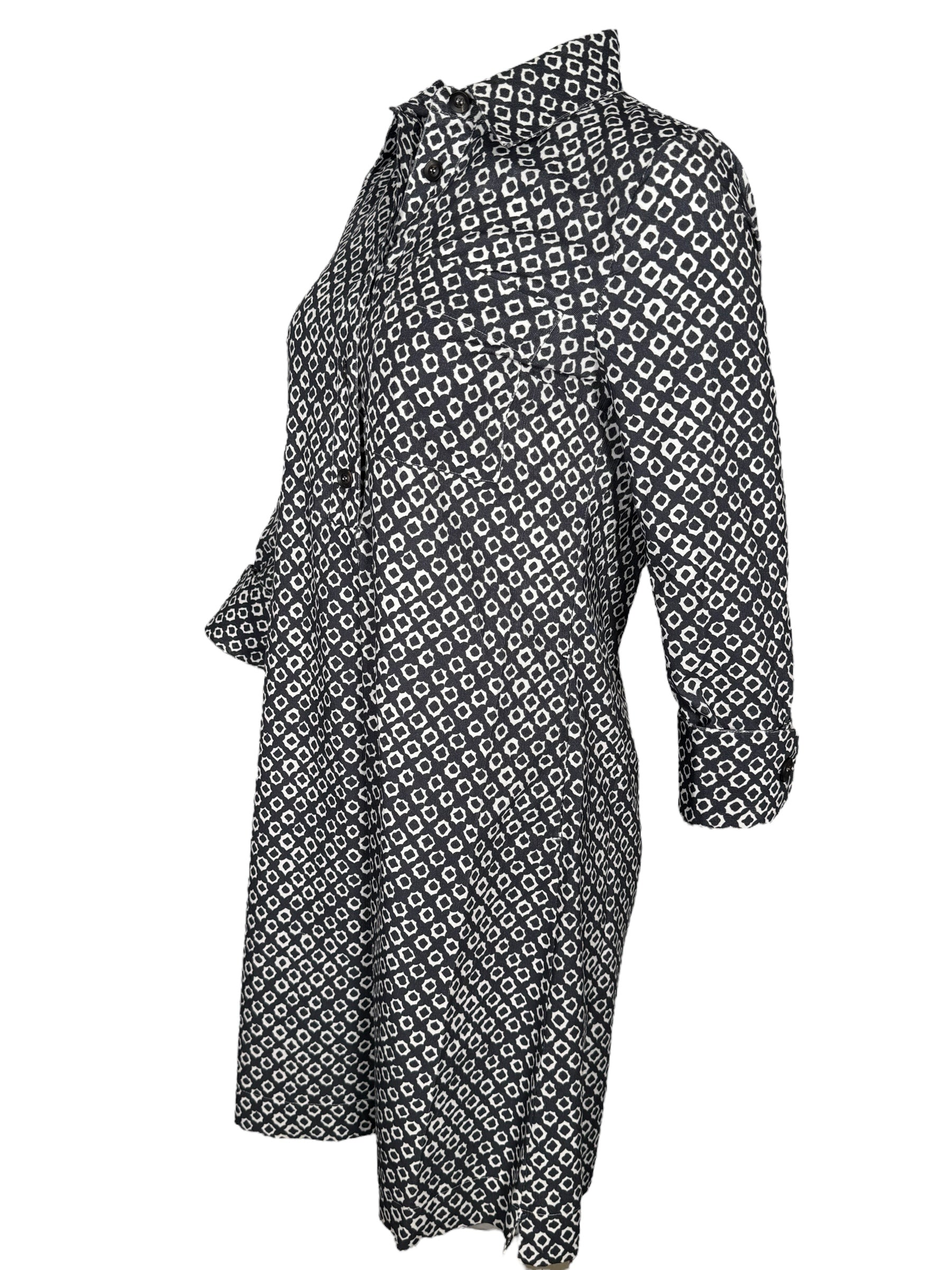 CAMICETTASNOB JACQUARD PRINT POLO DRESS - NAVY & WHITE