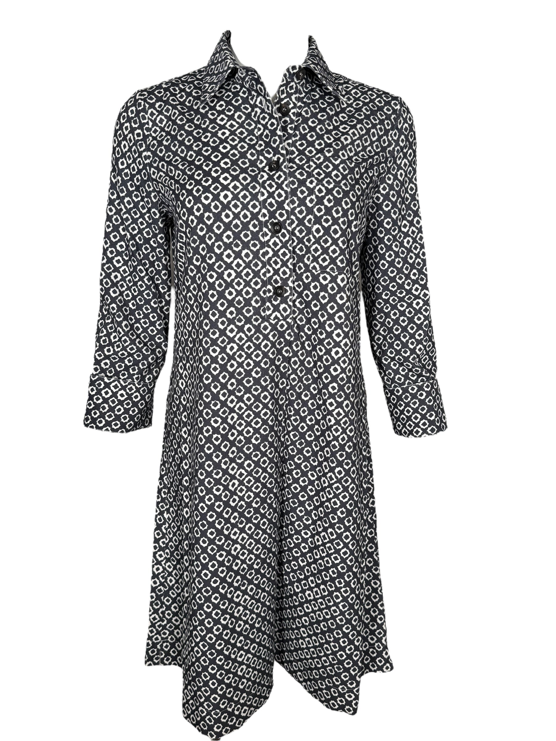 CAMICETTASNOB JACQUARD PRINT POLO DRESS - NAVY & WHITE