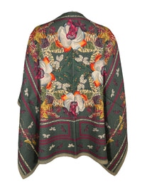FRANCO FERRARI JUNGLE WOOL CAPE - GREEN