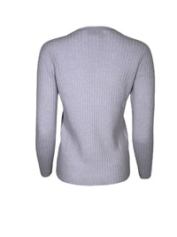 FLORA FEDI CASHMERE BLEND RIBBED CREW NECK SWEATER - CIELO