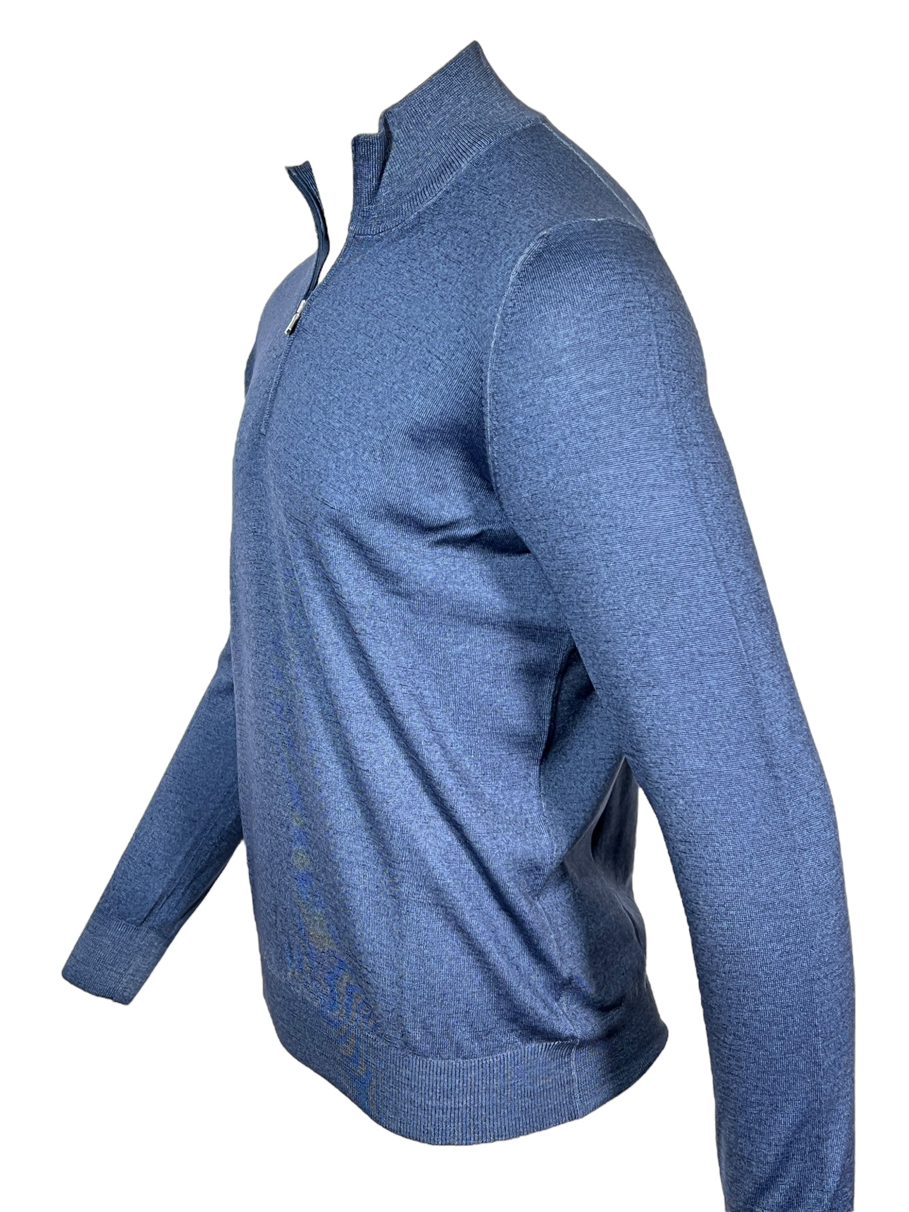 BUTTON DOWN VINTAGE 1/4 ZIP SWEATER - DARK BLUE