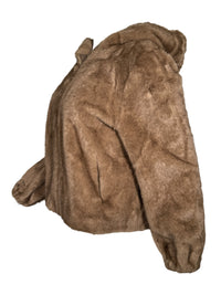 LEO & UGO HOODED REVERSIBLE ZIP FAUX FUR JACKET - CAMEL