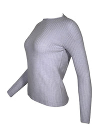 FLORA FEDI CASHMERE BLEND RIBBED CREW NECK SWEATER - CIELO