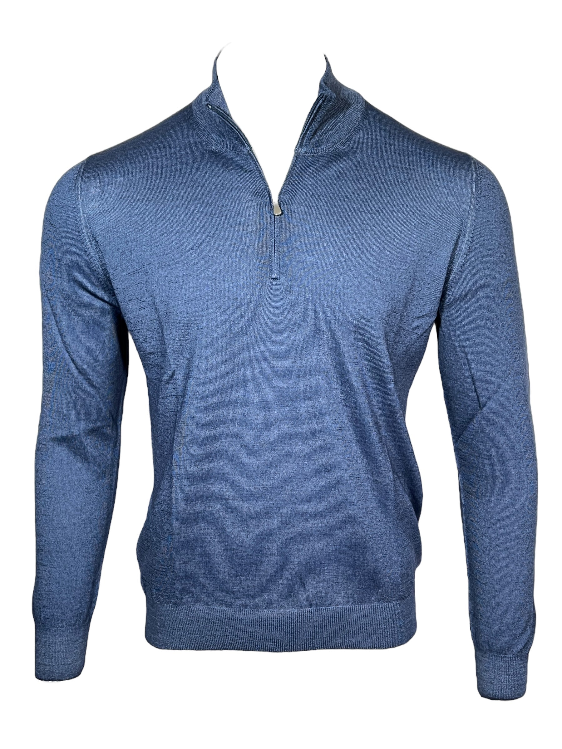 BUTTON DOWN VINTAGE 1/4 ZIP SWEATER - DARK BLUE