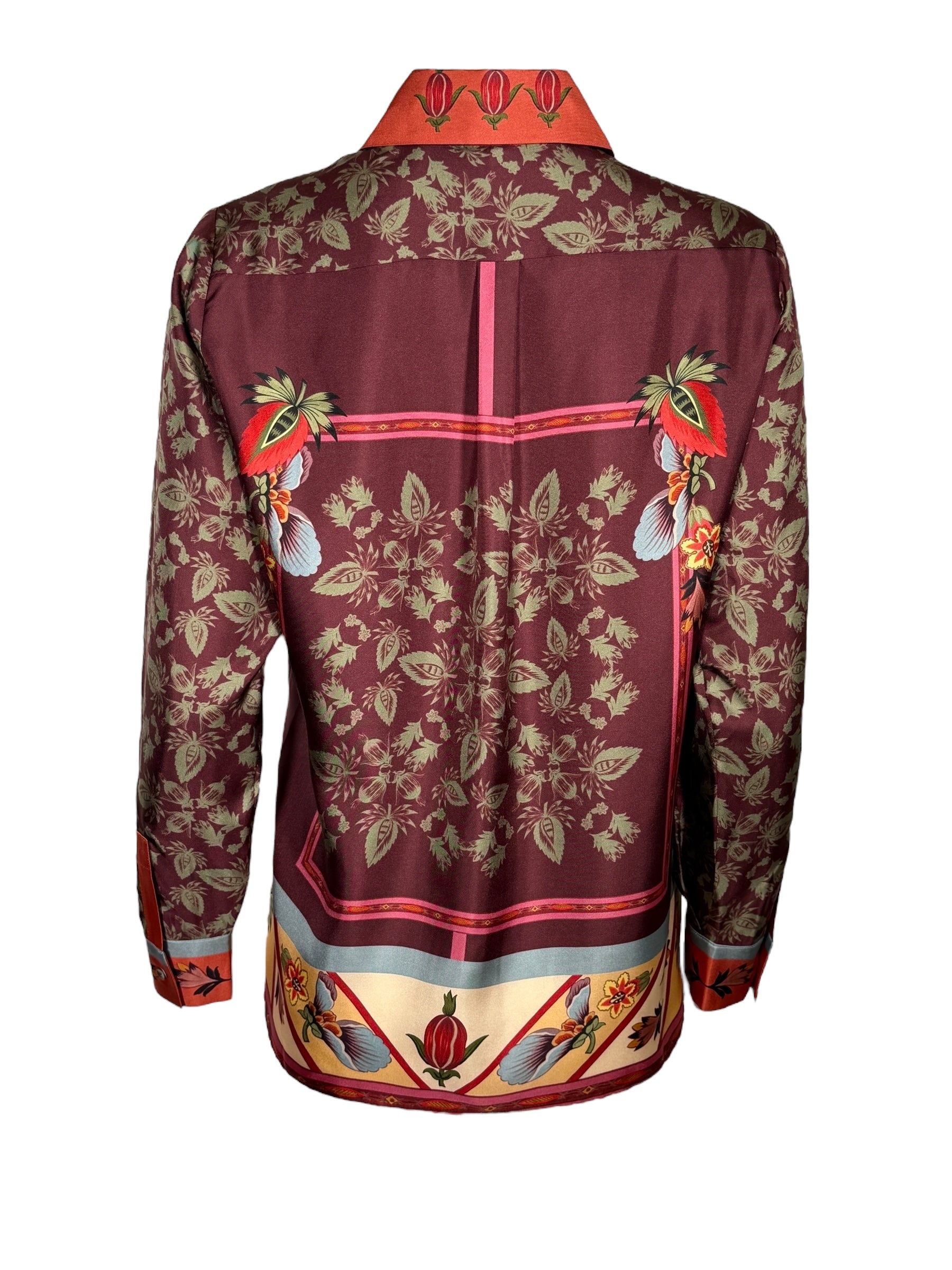 FRANCO FERRARI FLORAL BLOUSE - BURGUNDY