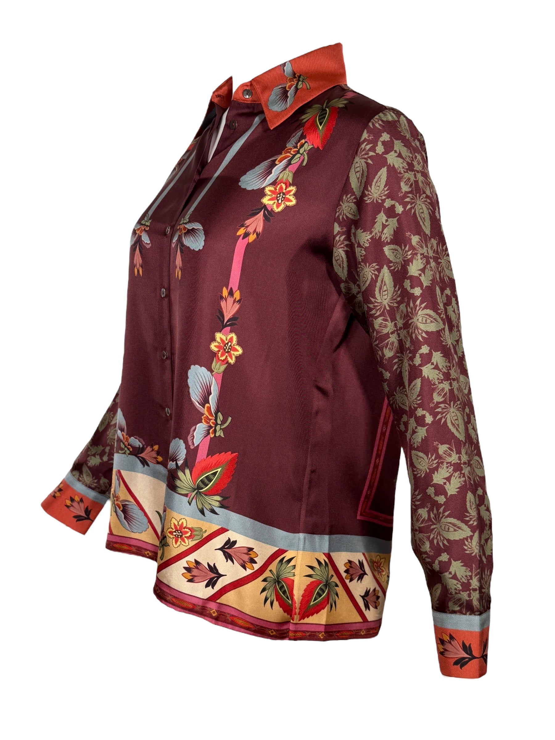 FRANCO FERRARI FLORAL BLOUSE - BURGUNDY