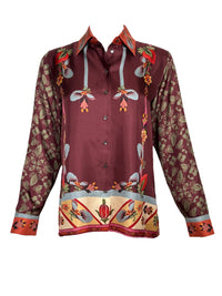 FRANCO FERRARI FLORAL BLOUSE - BURGUNDY
