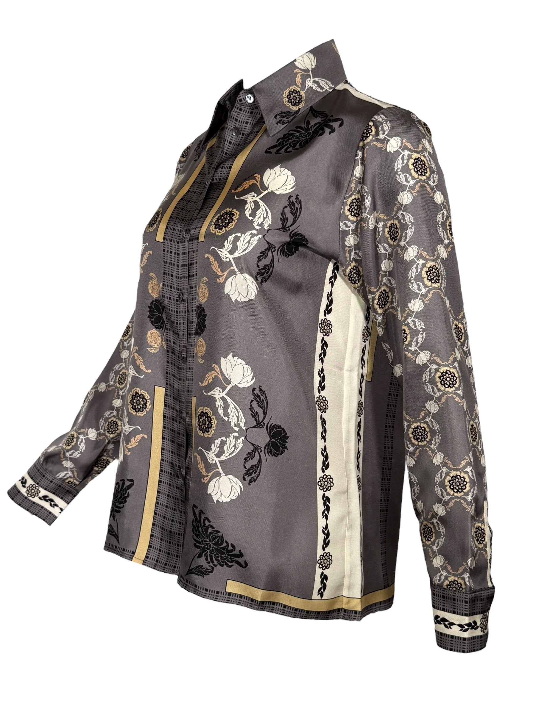 FRANCO FERRARI LEOPARD BLOUSE - GREY