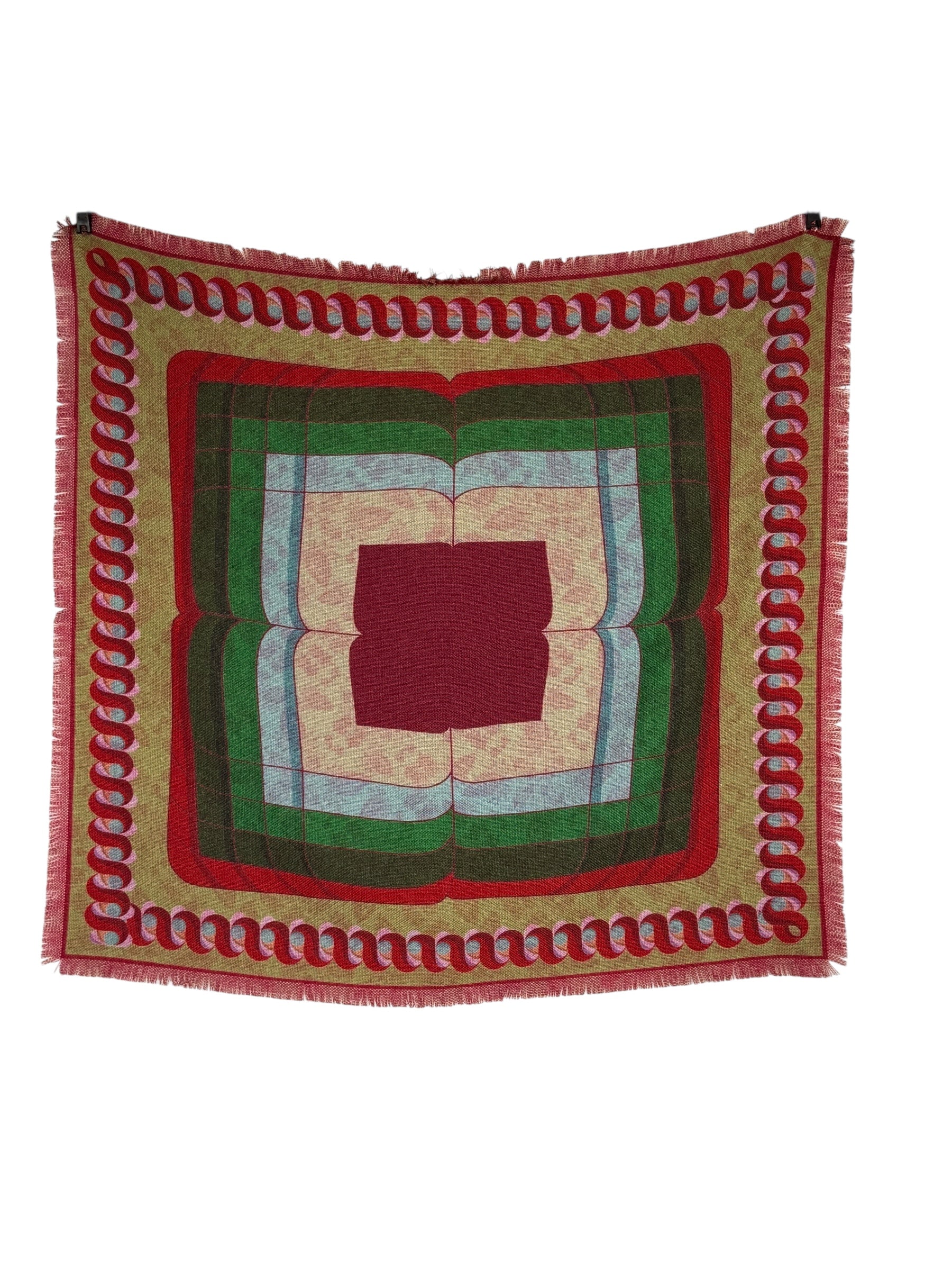 FRANCO FERRARI DOUBLE-SIDED WOOL SCARF - MERLOT SQUARE