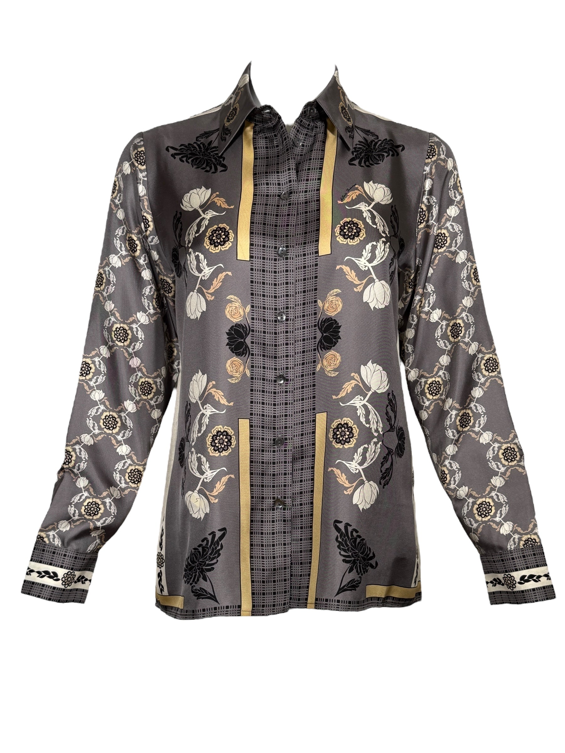 FRANCO FERRARI LEOPARD BLOUSE - GREY