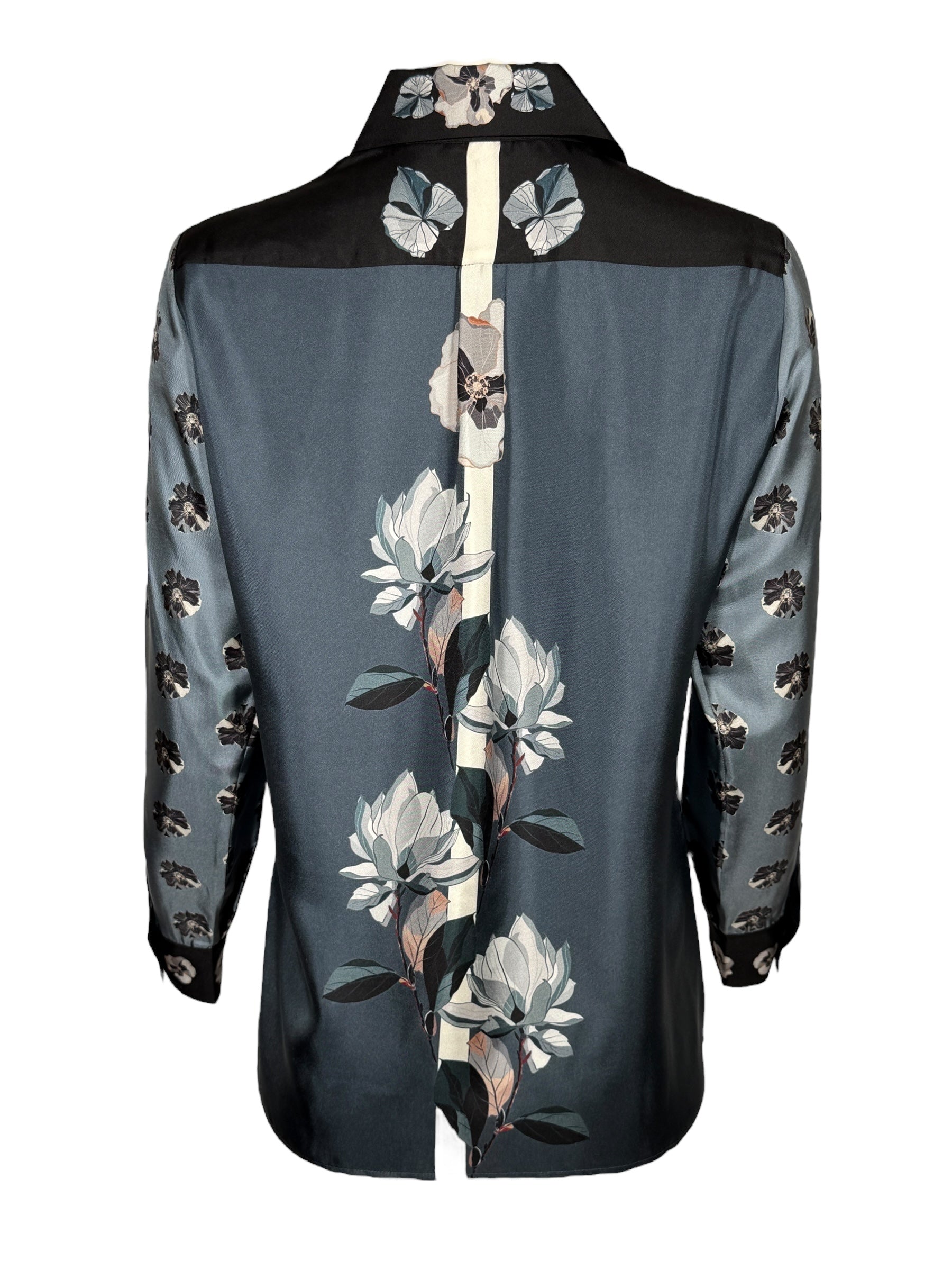 FRANCO FERRARI FLORAL BLOUSE - TEAL