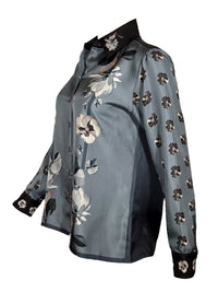 FRANCO FERRARI FLORAL BLOUSE - TEAL