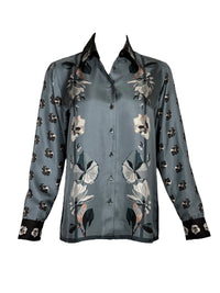 FRANCO FERRARI FLORAL BLOUSE - TEAL