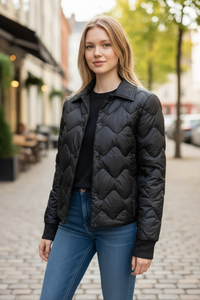 LEO & UGO NYLON QUILTED JACKET - BLACK