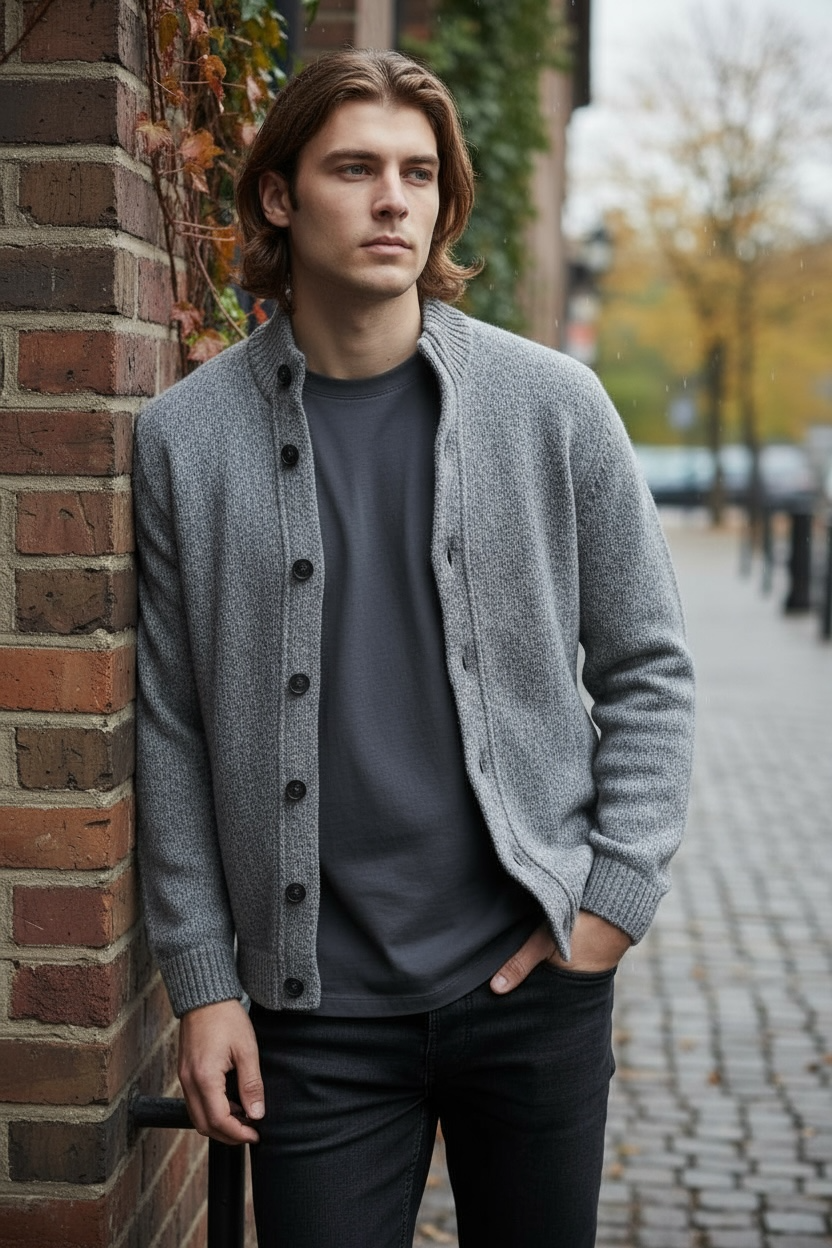 SETTEFILI CASHMERE - FULL BUTTON MEN'S CARDIGAN - GREY US XL SETTEFILI CASHMERE - FULL BUTTON MEN'S CARDIGAN - GREY US XL