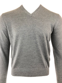 BUTTON DOWN V-NECK MERINO WOOL MEN’S SWEATER - ANTHRACITE GRAY