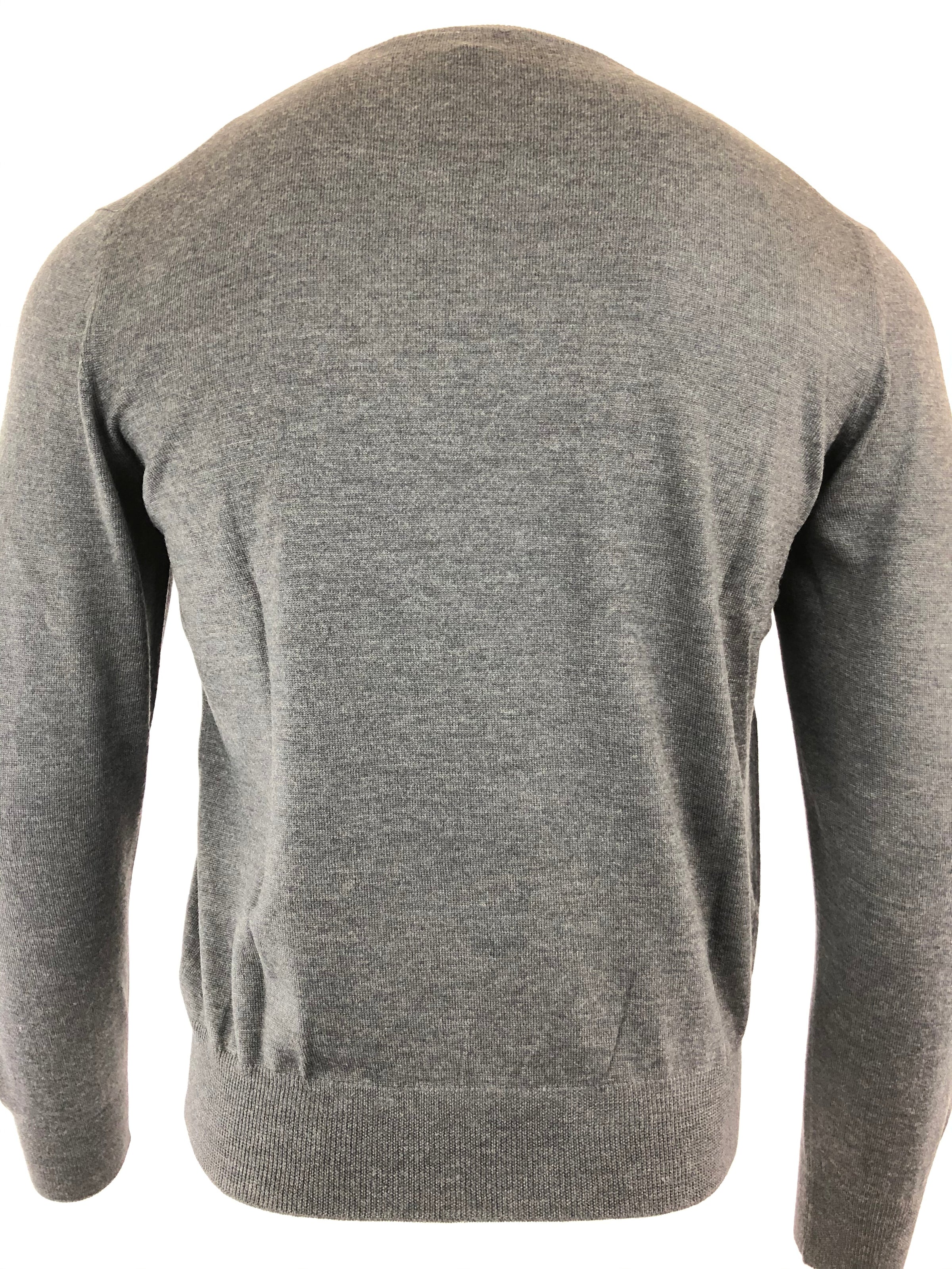 BUTTON DOWN V-NECK MERINO WOOL MEN’S SWEATER - ANTHRACITE GRAY