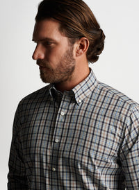 PETER MILLAR PLAID SPORT SHIRT - GREY