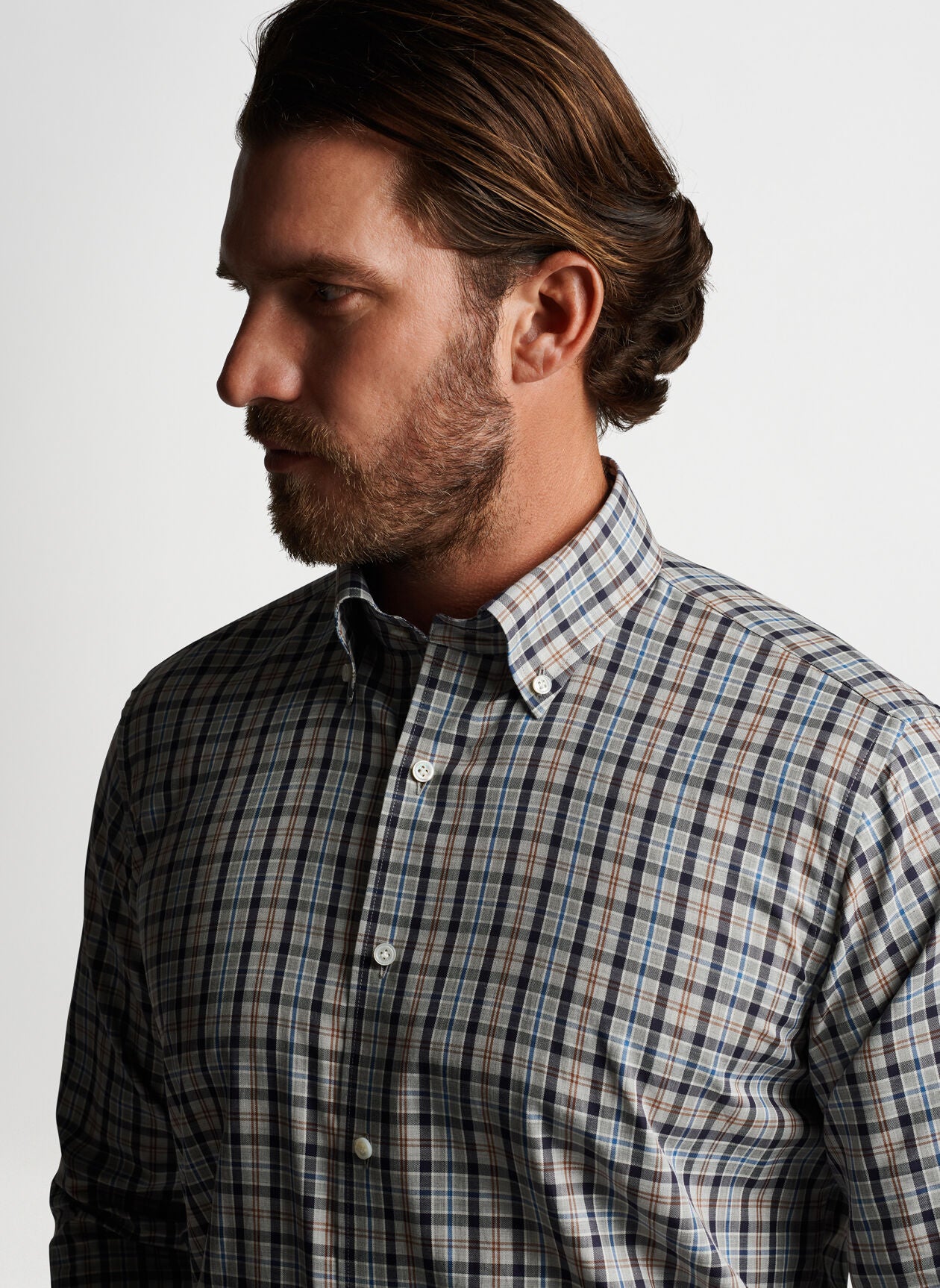 PETER MILLAR PLAID SPORT SHIRT - GREY