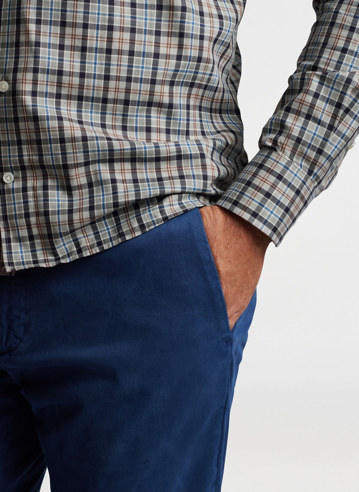 PETER MILLAR PLAID SPORT SHIRT - GREY