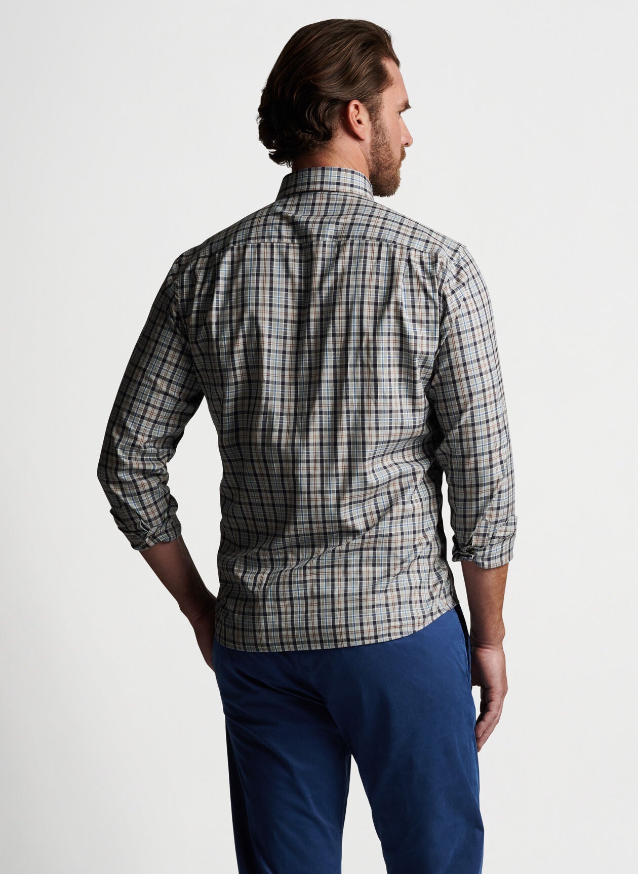 PETER MILLAR PLAID SPORT SHIRT - GREY