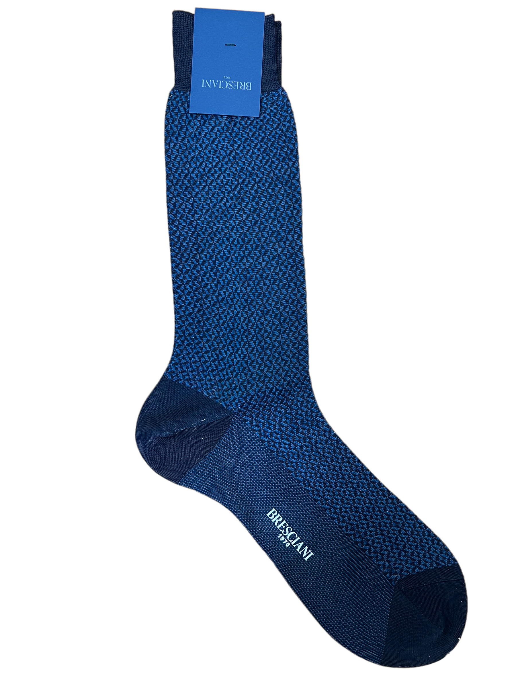 BRESCIANI 1970 COTTON CALF SOCK - NAVY/BLACK