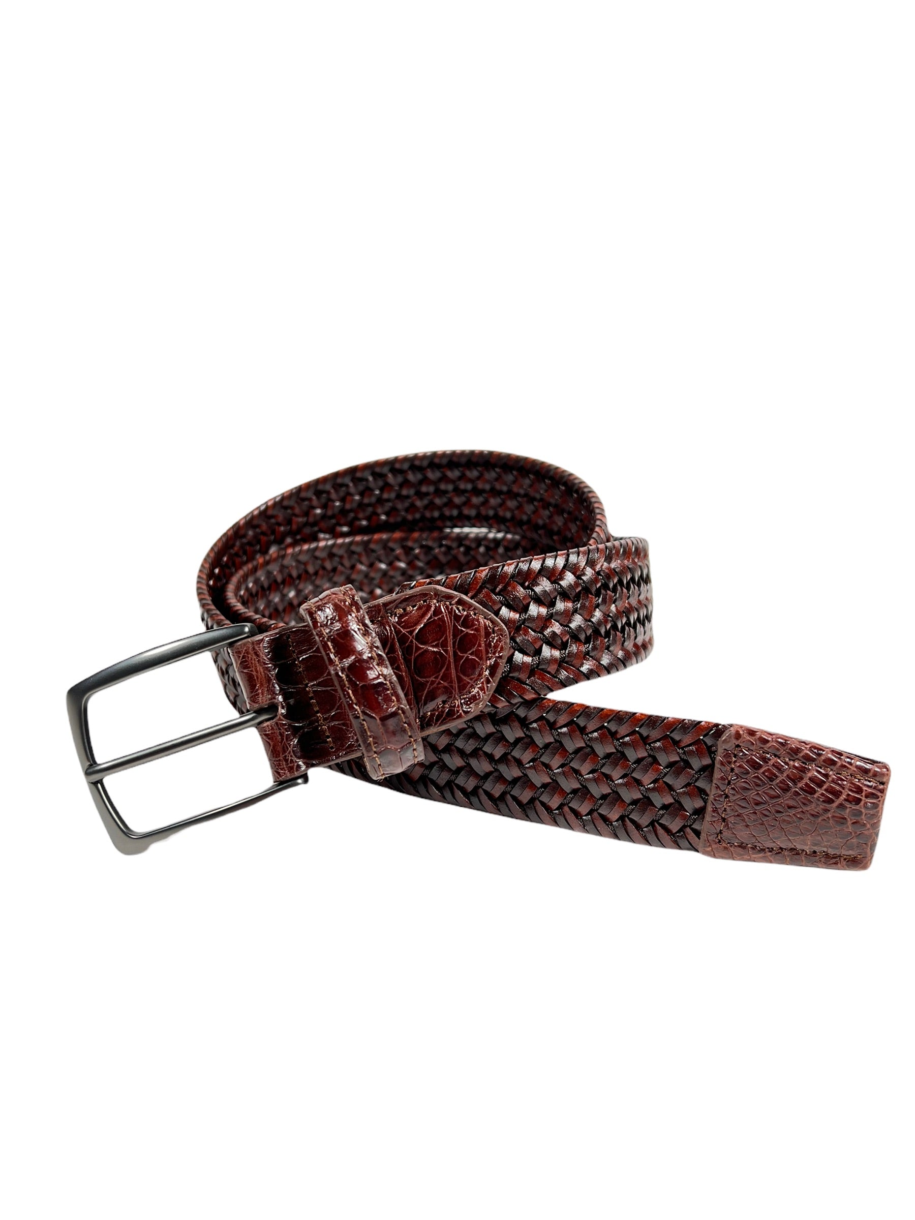 W.KLEINGBERG LEATHER STRETCH BELT - CHOCOLATE