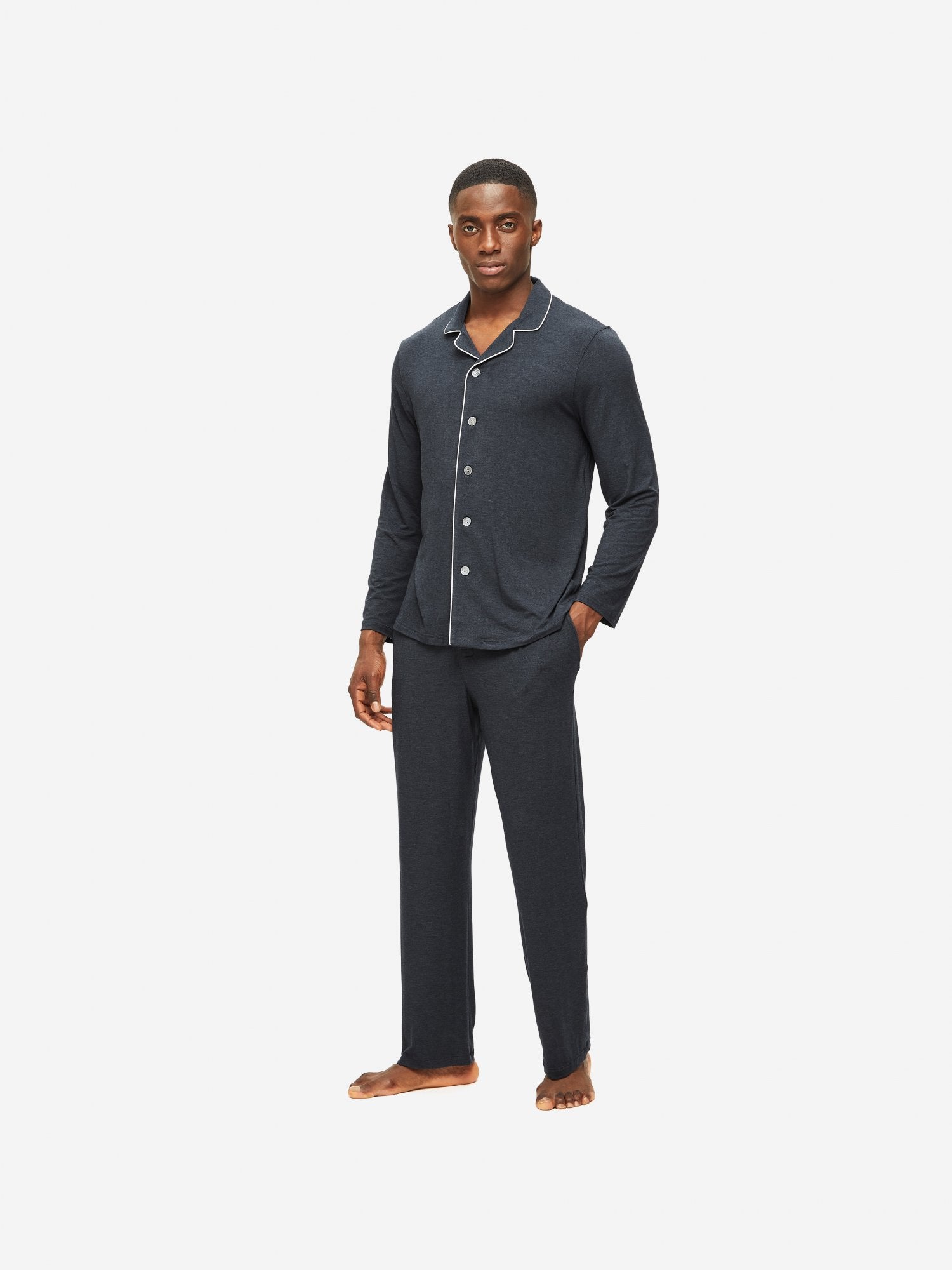 DEREK ROSE MARLOWE 1 MEN'S PAJAMA SET - ANTHRACITE