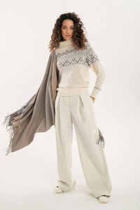 PUROTATTO NORWEGIAN STYLE CREW SWEATER - LATTE/TORTORA